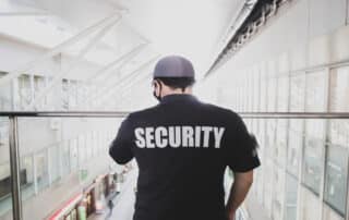 Security guard on duty in modern building