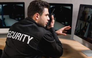 Remote guarding system monitoring a Denver commercial property with AI-powered surveillance cameras and live security operators.