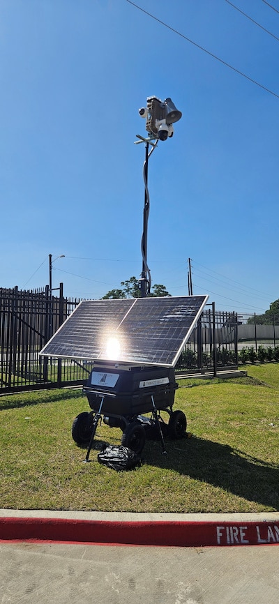 tcs-trailer-cameras-3 Mobile solar-powered surveillance camera trailer in parking lot